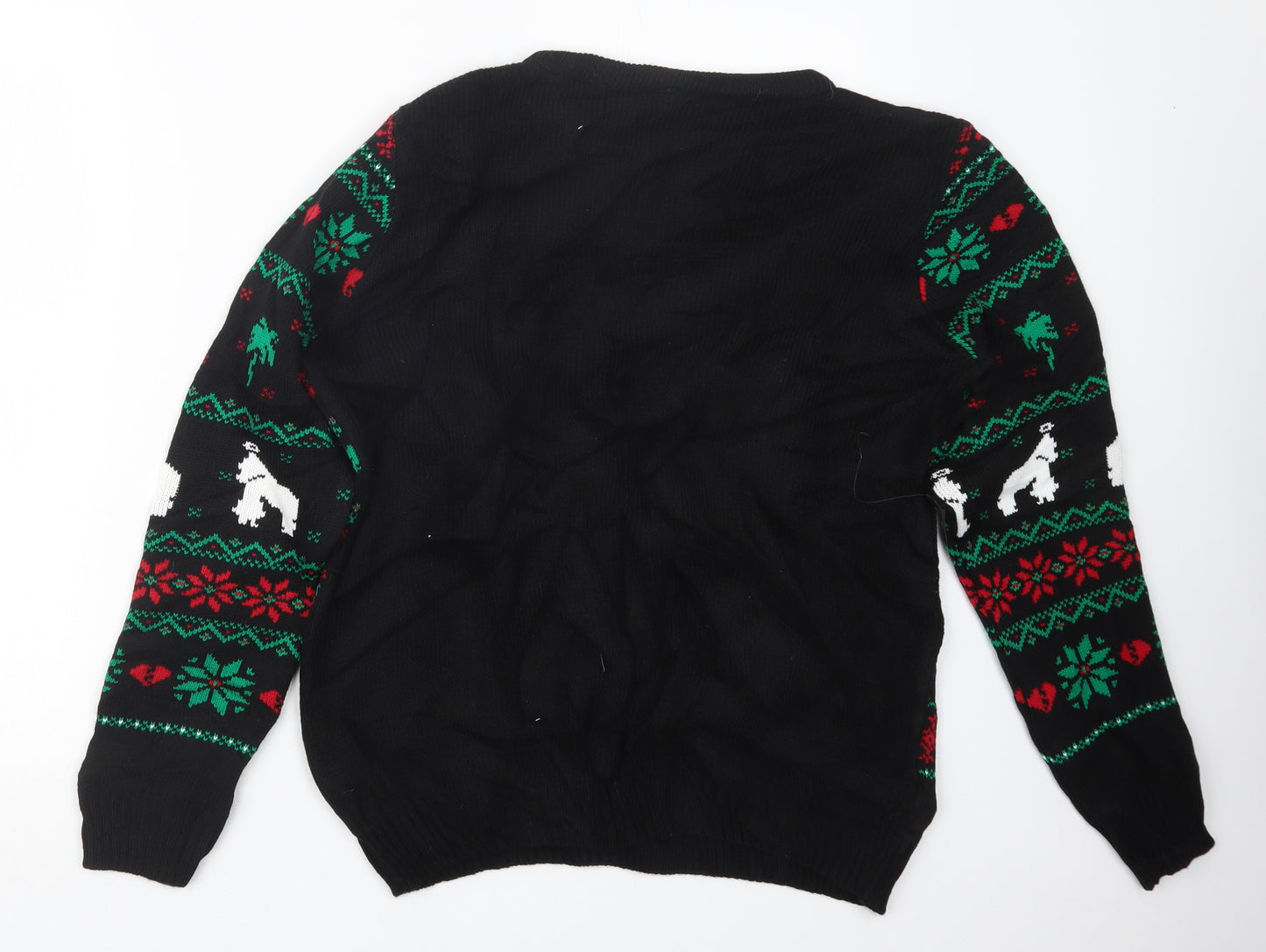 Preworn Mens Black Geometric Knit Pullover Jumper Size L