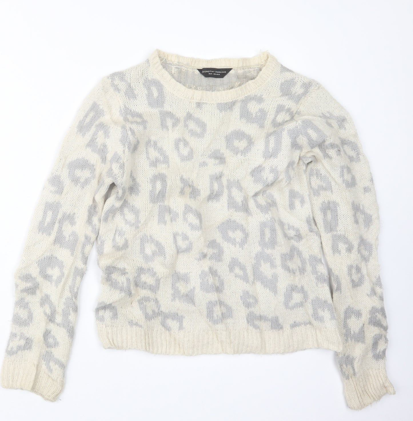 Dorothy Perkins Womens White  Knit Pullover Jumper Size 10