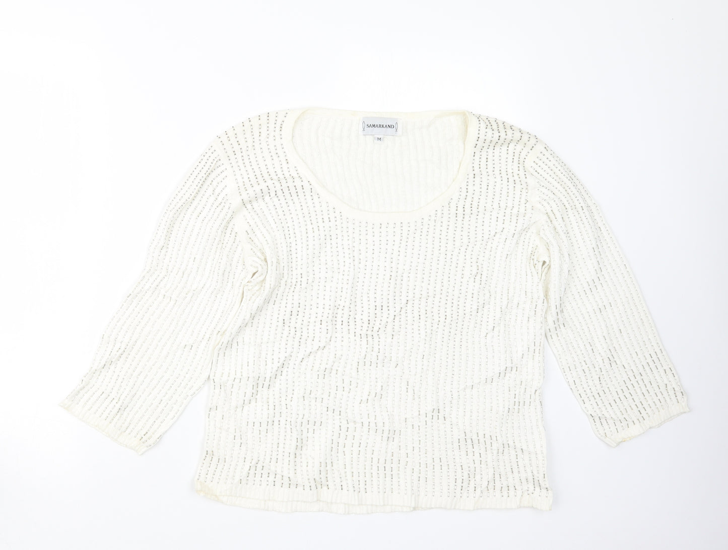 SAMARKAND Womens White  Knit Pullover Jumper Size M