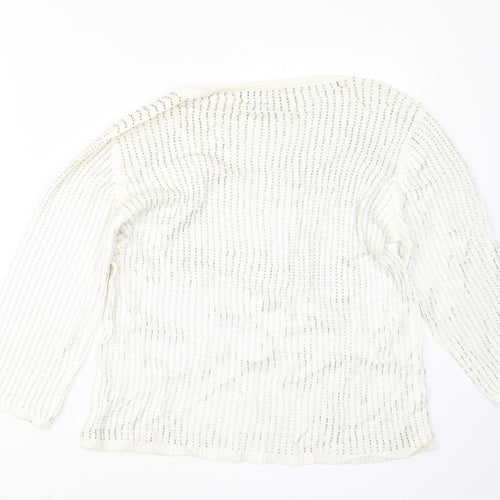 SAMARKAND Womens White  Knit Pullover Jumper Size M
