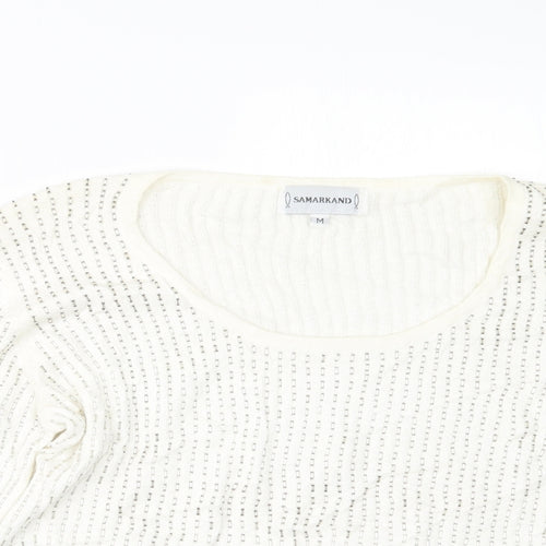 SAMARKAND Womens White  Knit Pullover Jumper Size M