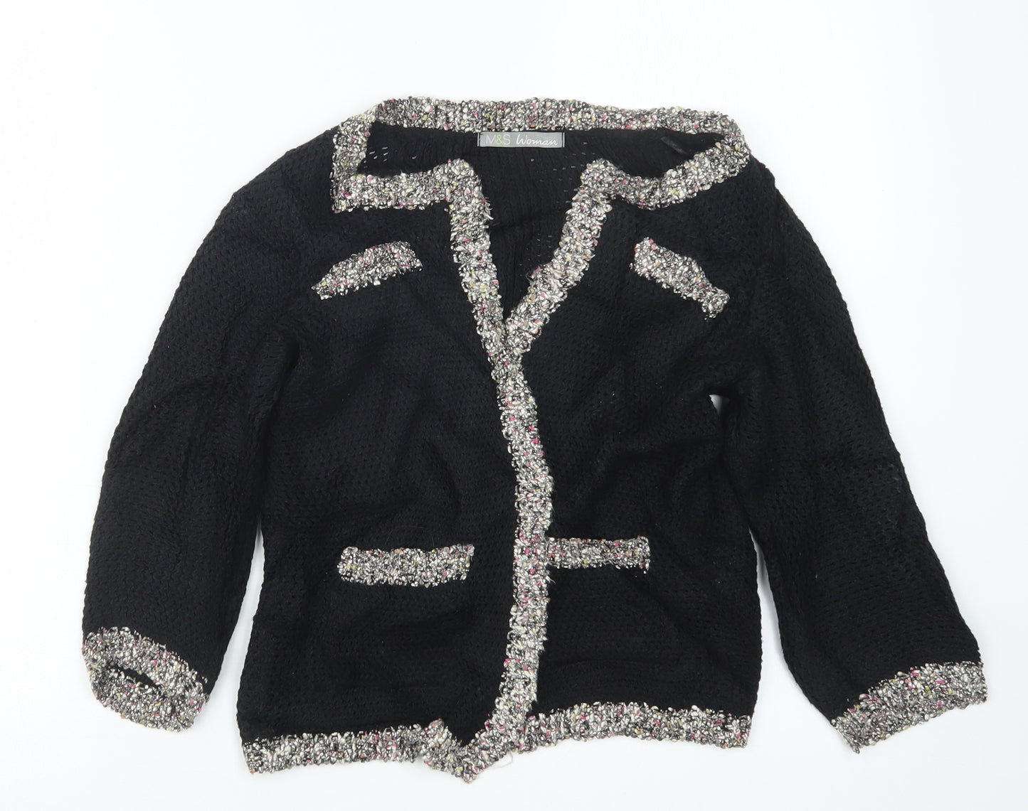 Marks and Spencer Womens Black  Knit Cardigan Jumper Size 8