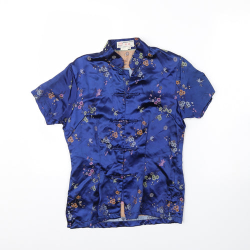 Double peach Womens Blue Floral  Jacket  Size S
