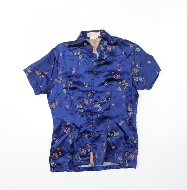Double peach Womens Blue Floral  Jacket  Size S