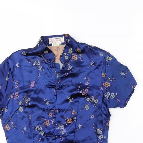 Double peach Womens Blue Floral  Jacket  Size S