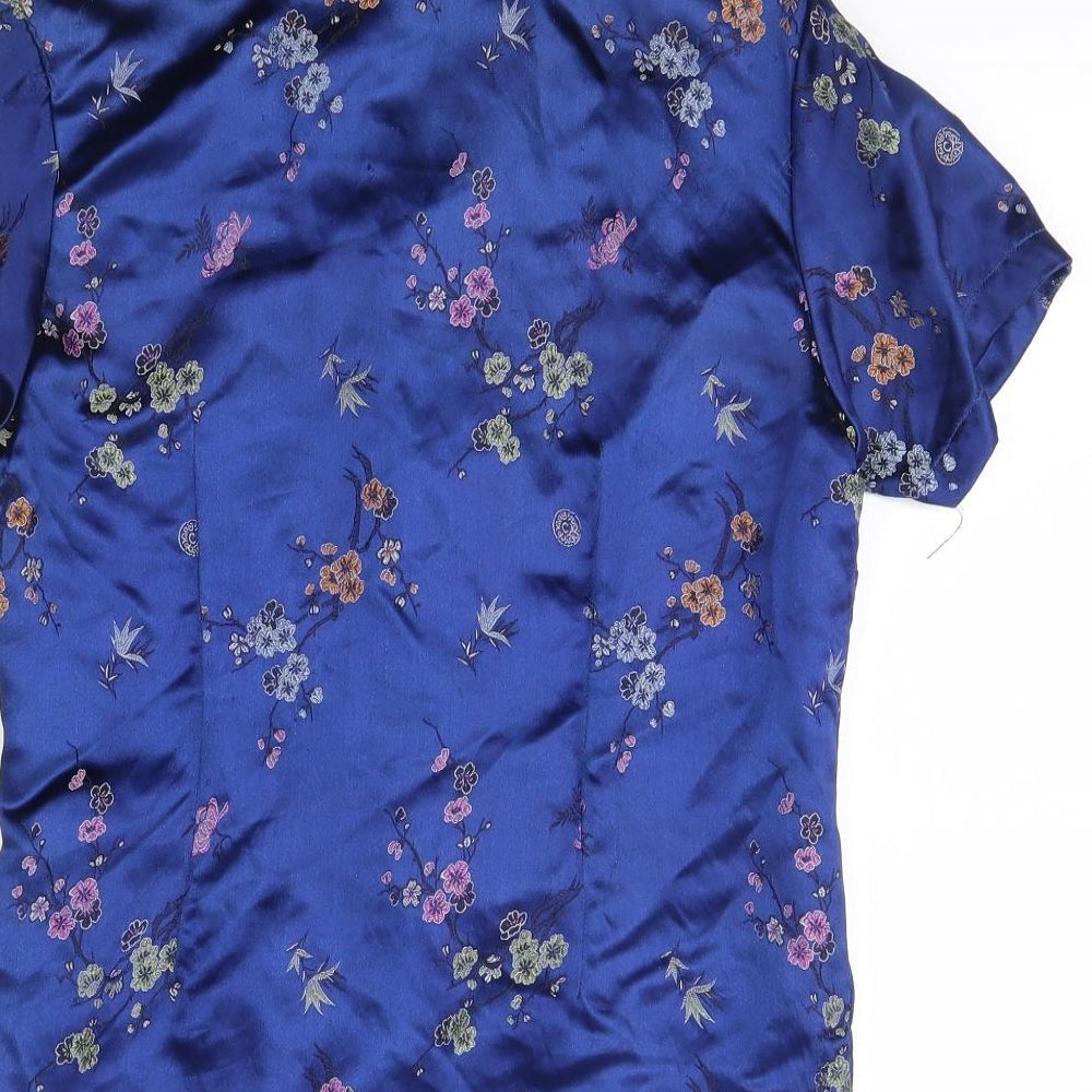 Double peach Womens Blue Floral  Jacket  Size S
