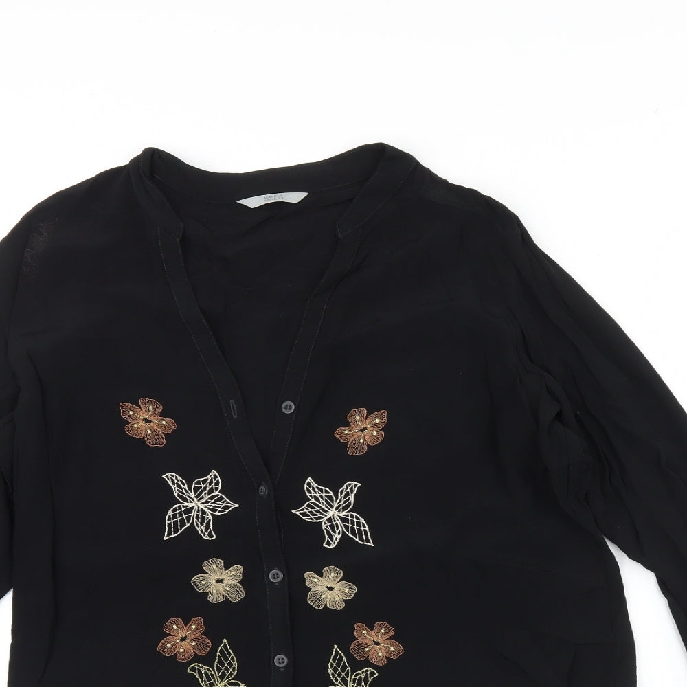 M&s Womens Black   Basic Button-Up Size 16