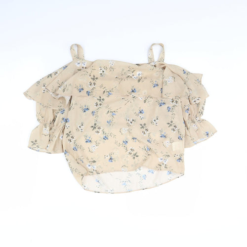 In the Style Womens Beige Floral  Basic Blouse Size 10
