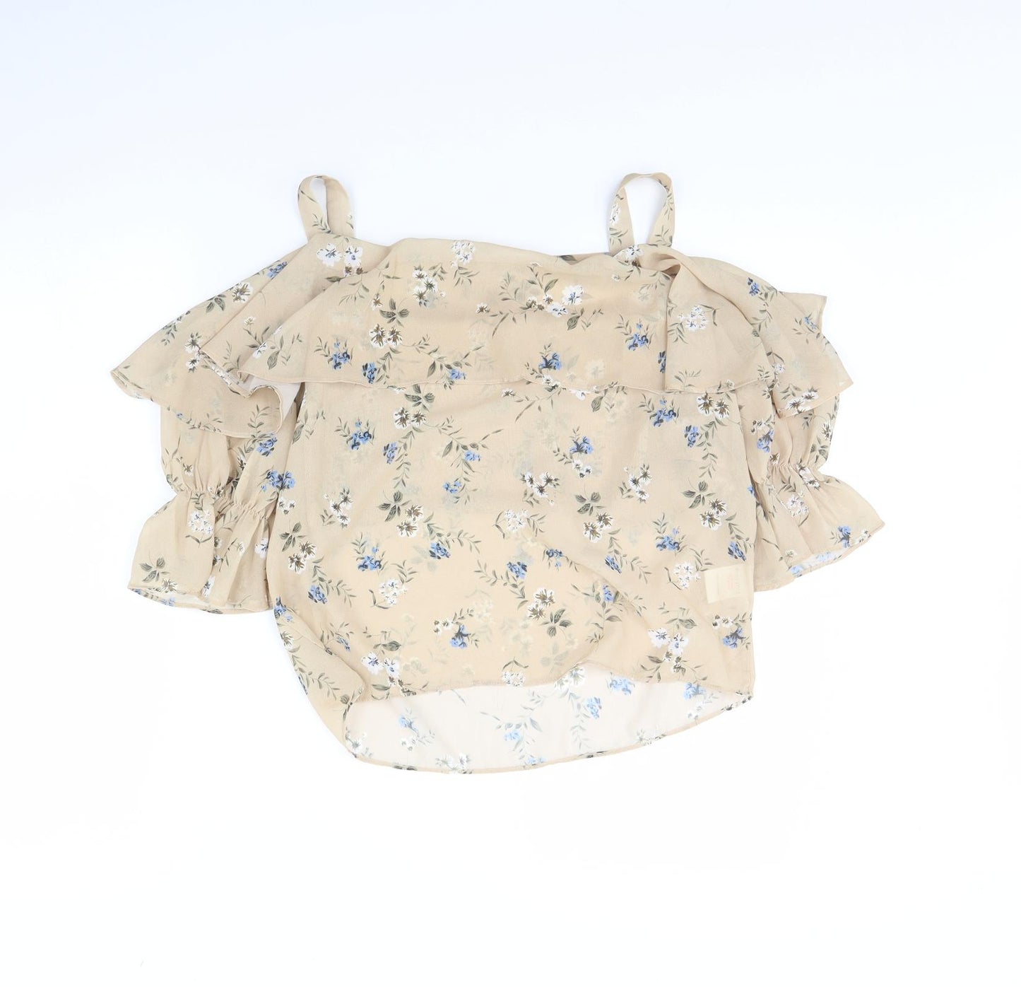 In the Style Womens Beige Floral  Basic Blouse Size 10