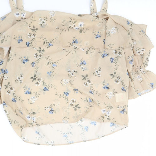 In the Style Womens Beige Floral  Basic Blouse Size 10