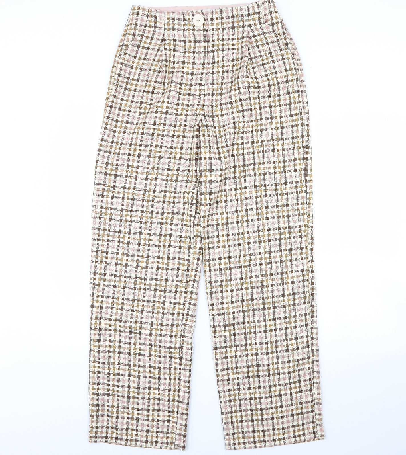 Primark Womens Brown Plaid  Trousers  Size 10 L31 in