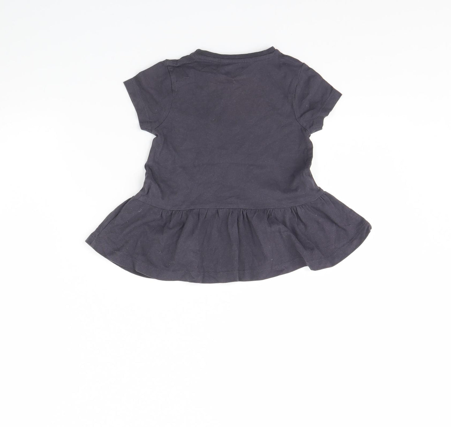 George Girls Grey   Basic T-Shirt Size 3 Years  - Unicorn