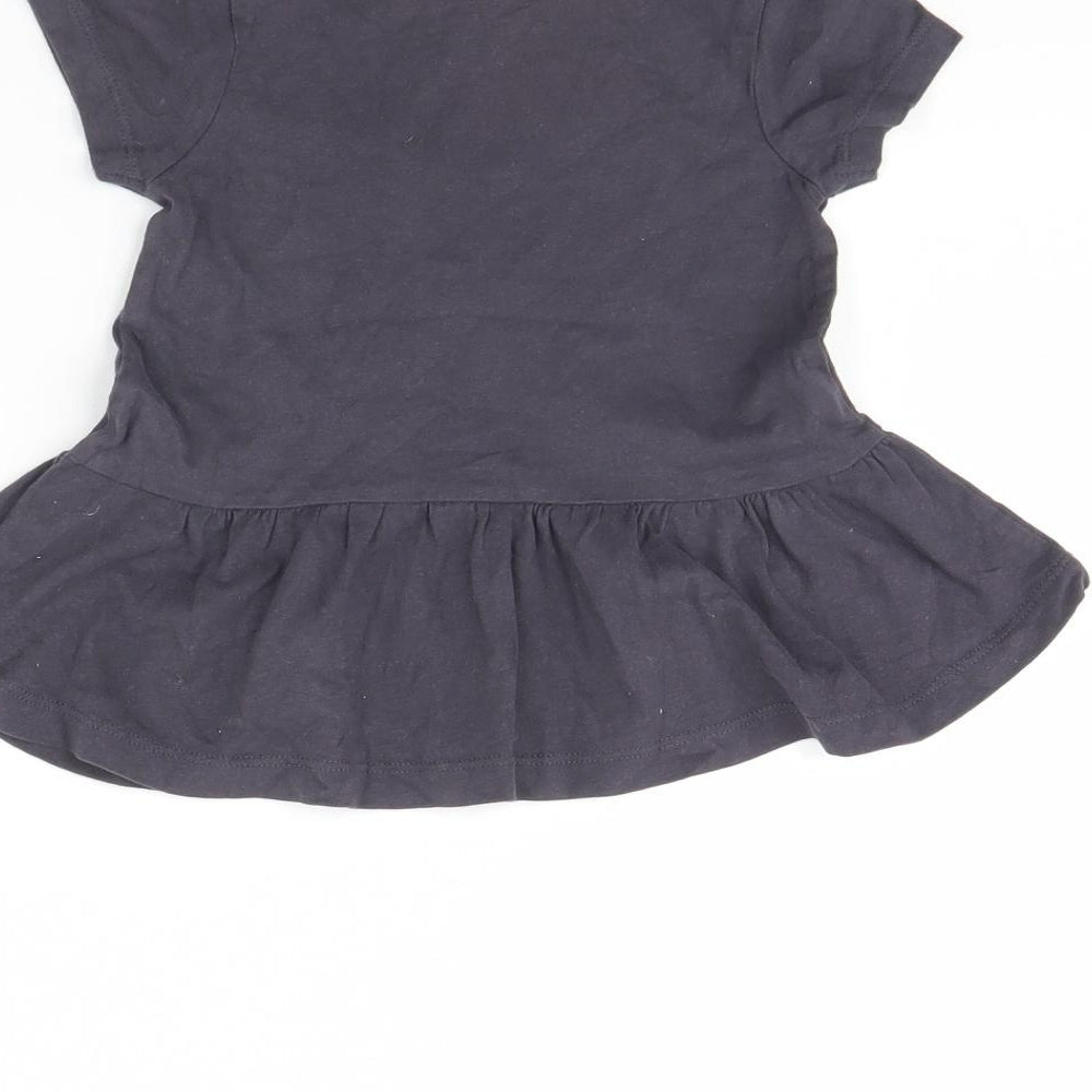 George Girls Grey   Basic T-Shirt Size 3 Years  - Unicorn
