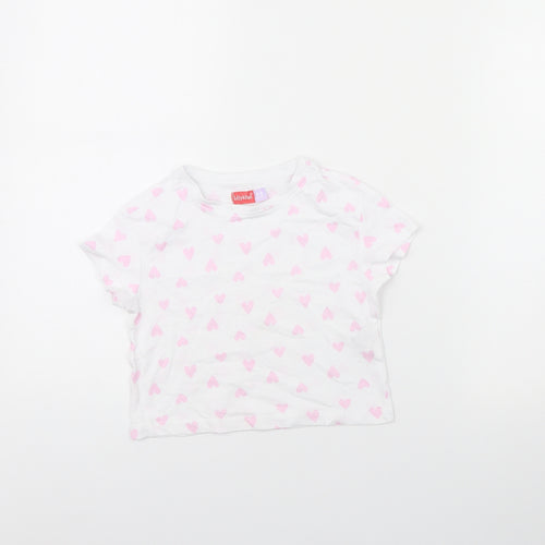 Lily& Dan Girls White Polka Dot  Cropped T-Shirt Size 3 Years