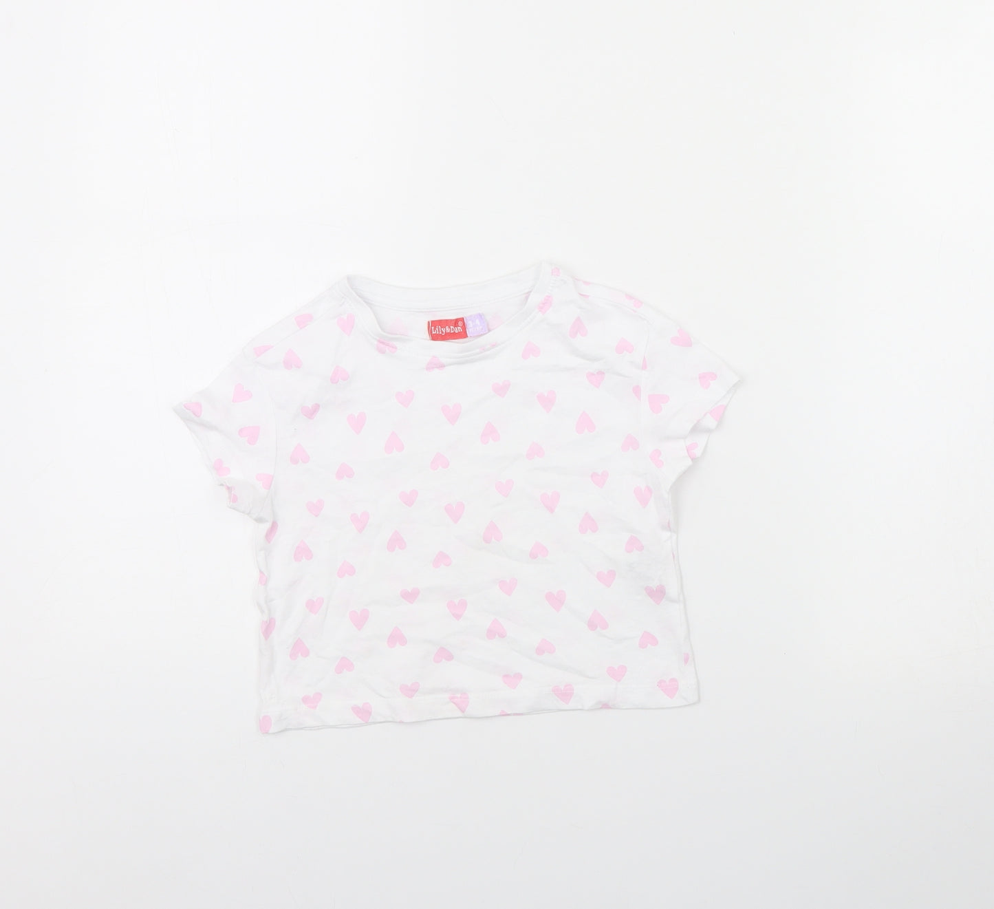 Lily& Dan Girls White Polka Dot  Cropped T-Shirt Size 3 Years