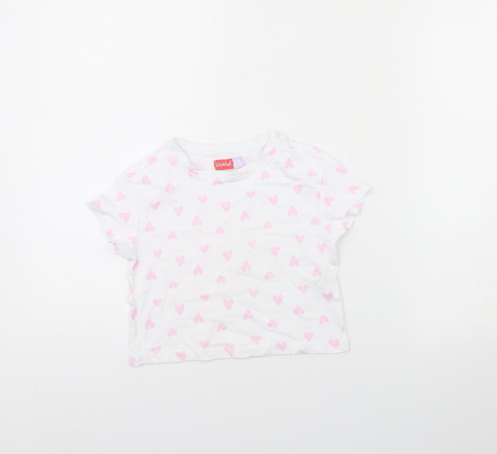 Lily& Dan Girls White Polka Dot  Cropped T-Shirt Size 3 Years