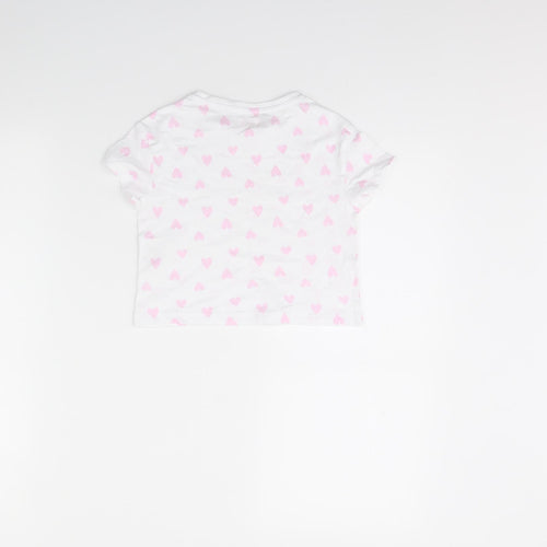 Lily& Dan Girls White Polka Dot  Cropped T-Shirt Size 3 Years