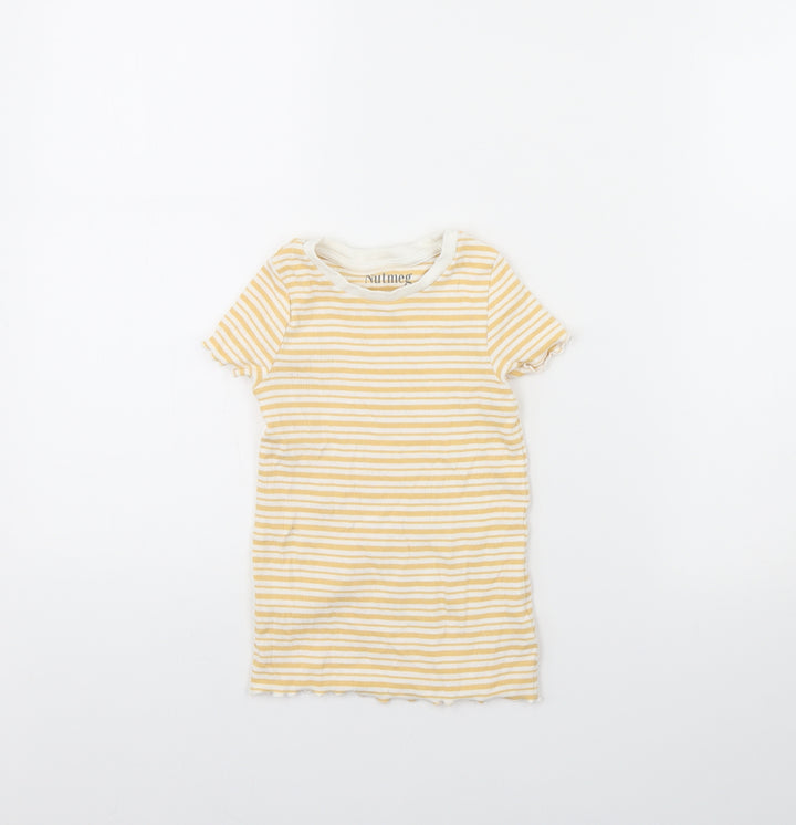 Nutmeg Girls Yellow Striped  T-Shirt Dress  Size 4 Years