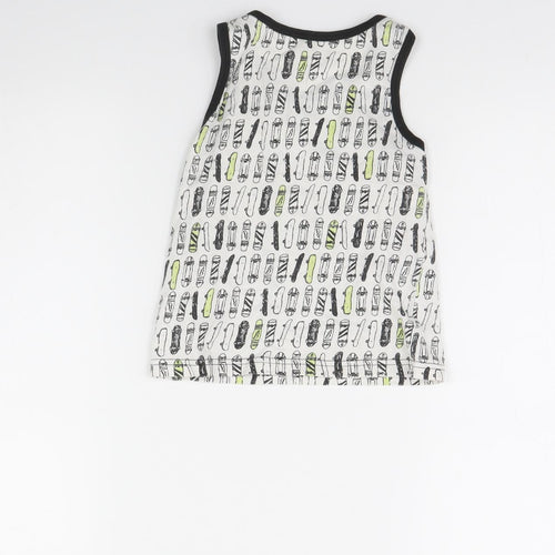 Primark Boys White Spotted  Basic Tank Size 5 Years  - Skateboard