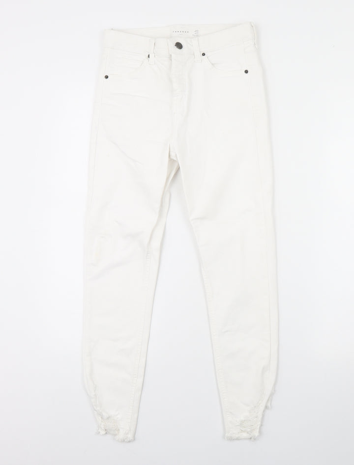 Topshop Womens White Denim Skinny Jeans Size 28 in L28 in
