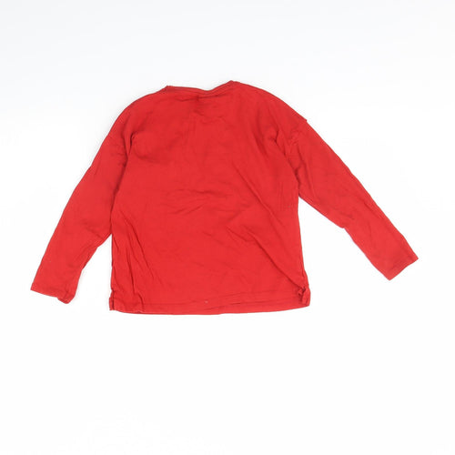 Zara Girls Red   Basic T-Shirt Size 7 Years  - croissant