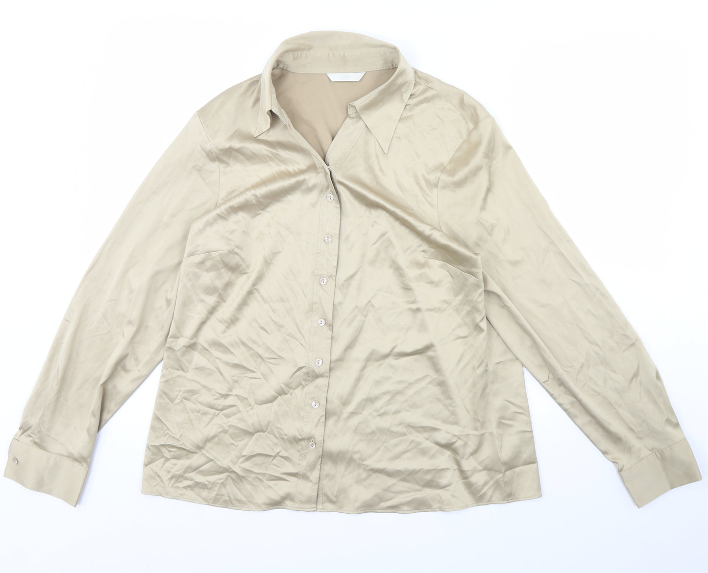 M&s Womens Gold   Basic Button-Up Size 16