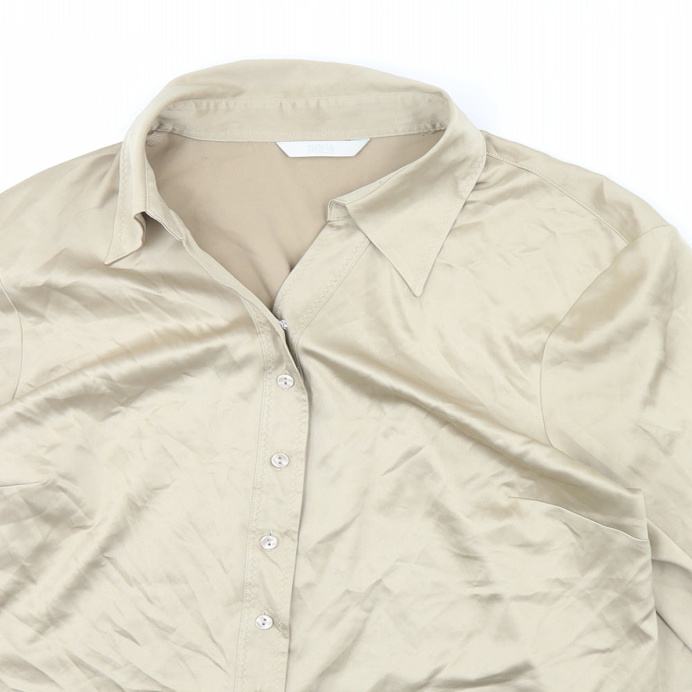 M&s Womens Gold   Basic Button-Up Size 16
