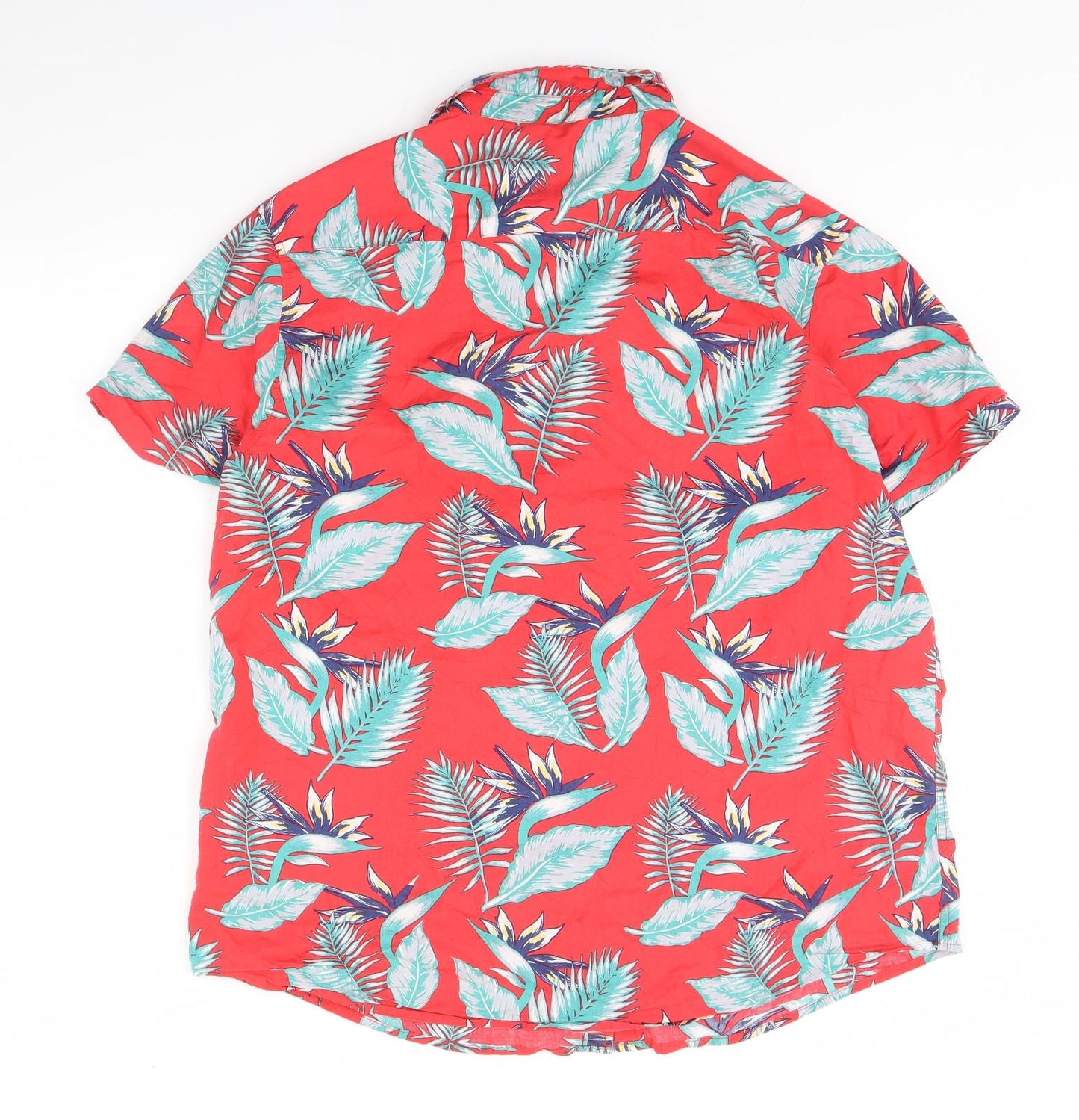 Primark Mens Red Floral   Button-Up Size XL