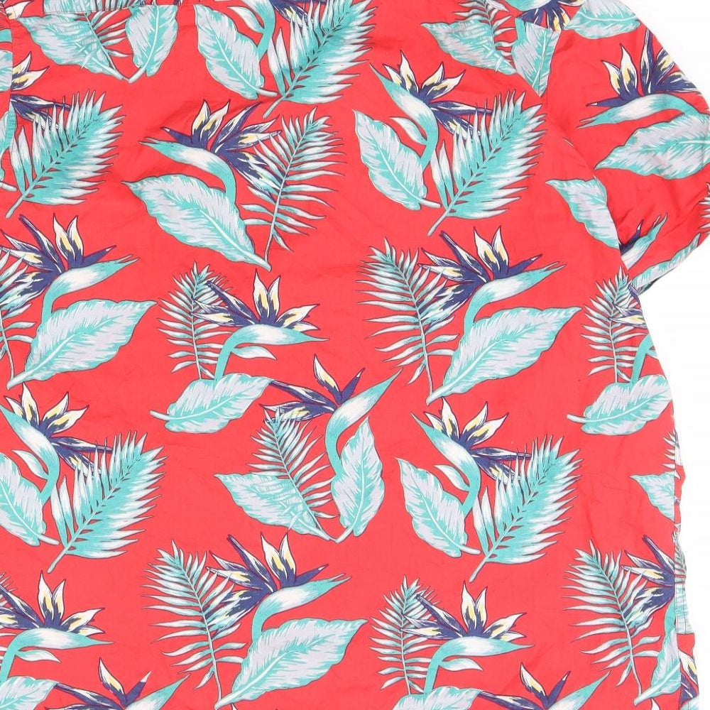 Primark Mens Red Floral   Button-Up Size XL