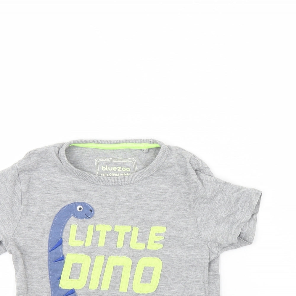 Bluezoo Girls Grey   Basic T-Shirt Size 3 Years  - Dinosaur