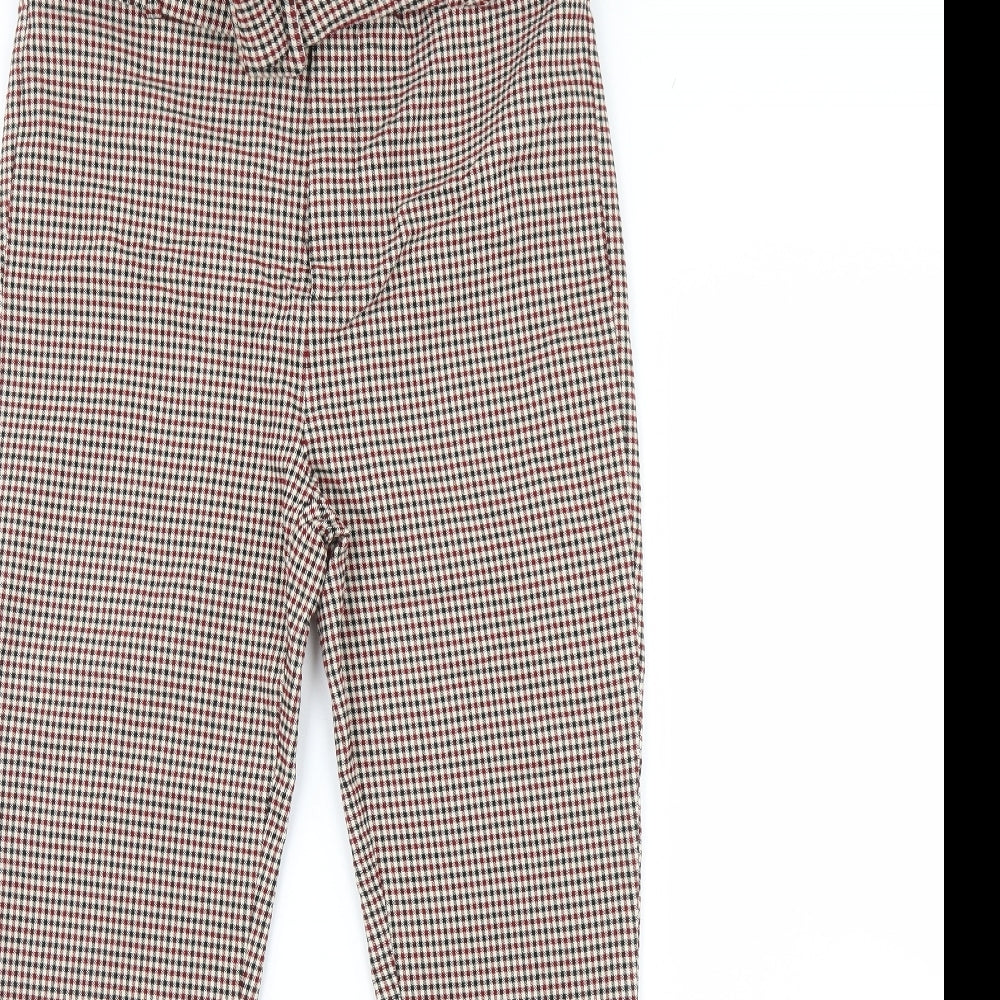 Stradivarius Womens Red Plaid  Capri Leggings Size 14 L30 in