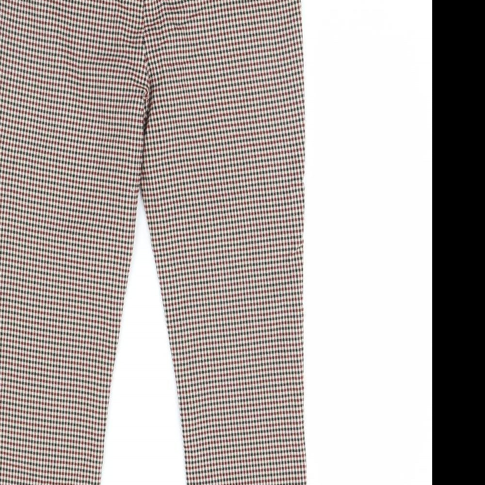 Stradivarius Womens Red Plaid  Capri Leggings Size 14 L30 in