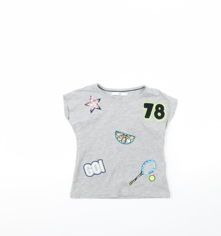 M&s Girls Grey   Basic T-Shirt Size 3 Years