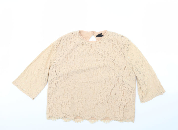 H&M Womens Beige   Basic Blouse Size 14