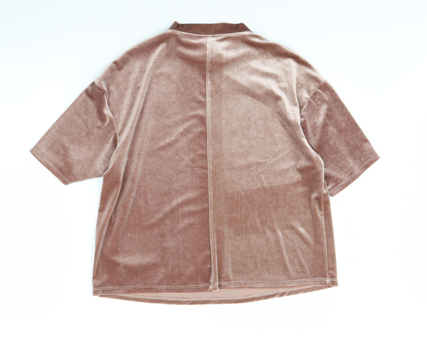 Preworn Womens Pink  Velour Basic Blouse Size 14