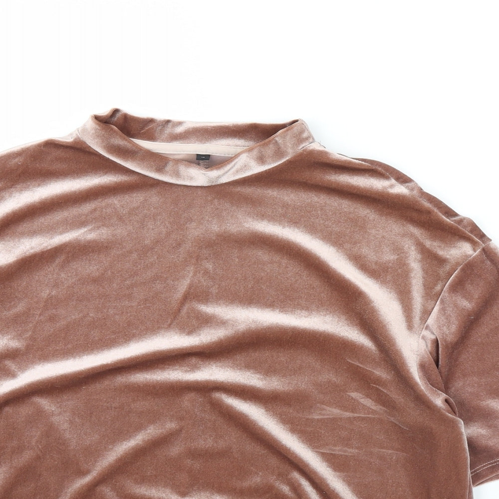 Preworn Womens Pink  Velour Basic Blouse Size 14