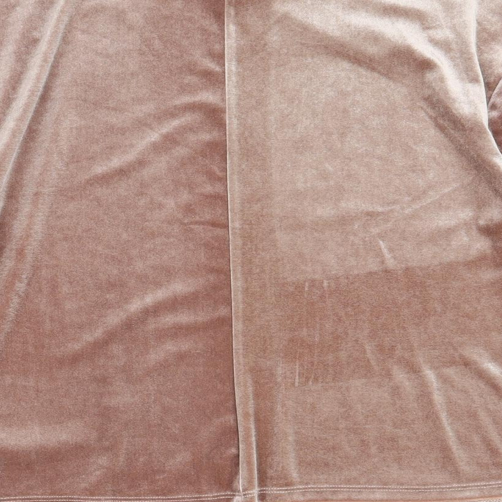 Preworn Womens Pink  Velour Basic Blouse Size 14