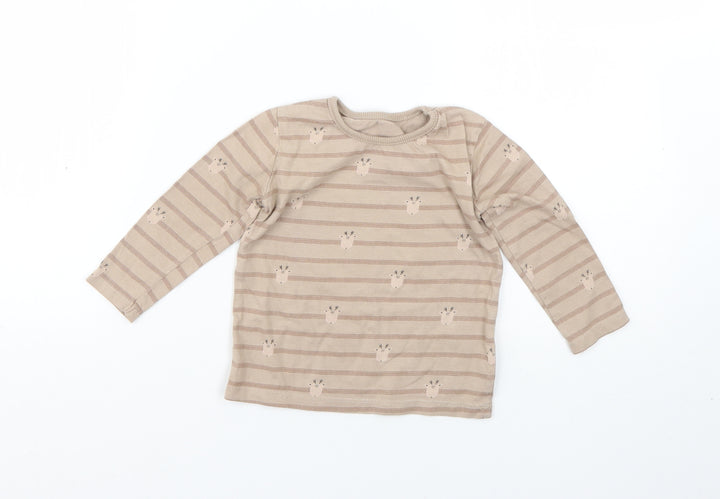 George Baby Brown Striped Basic T-Shirt Size 9-12 Months