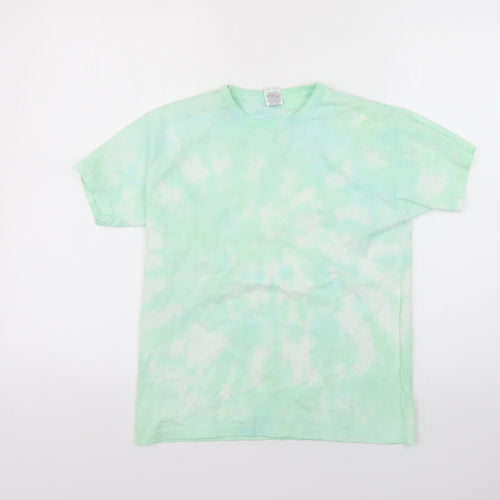 Fruit of the Loom Boys Green Geometric  Basic T-Shirt Size 10-11 Years