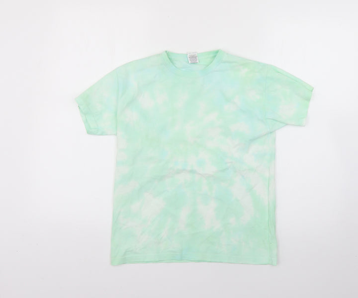 Fruit of the Loom Boys Green Geometric Basic T-Shirt Size 10-11 Years