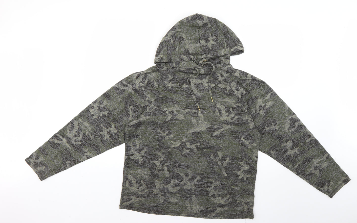 F&F Womens Green Camouflage  Pullover Hoodie Size 14