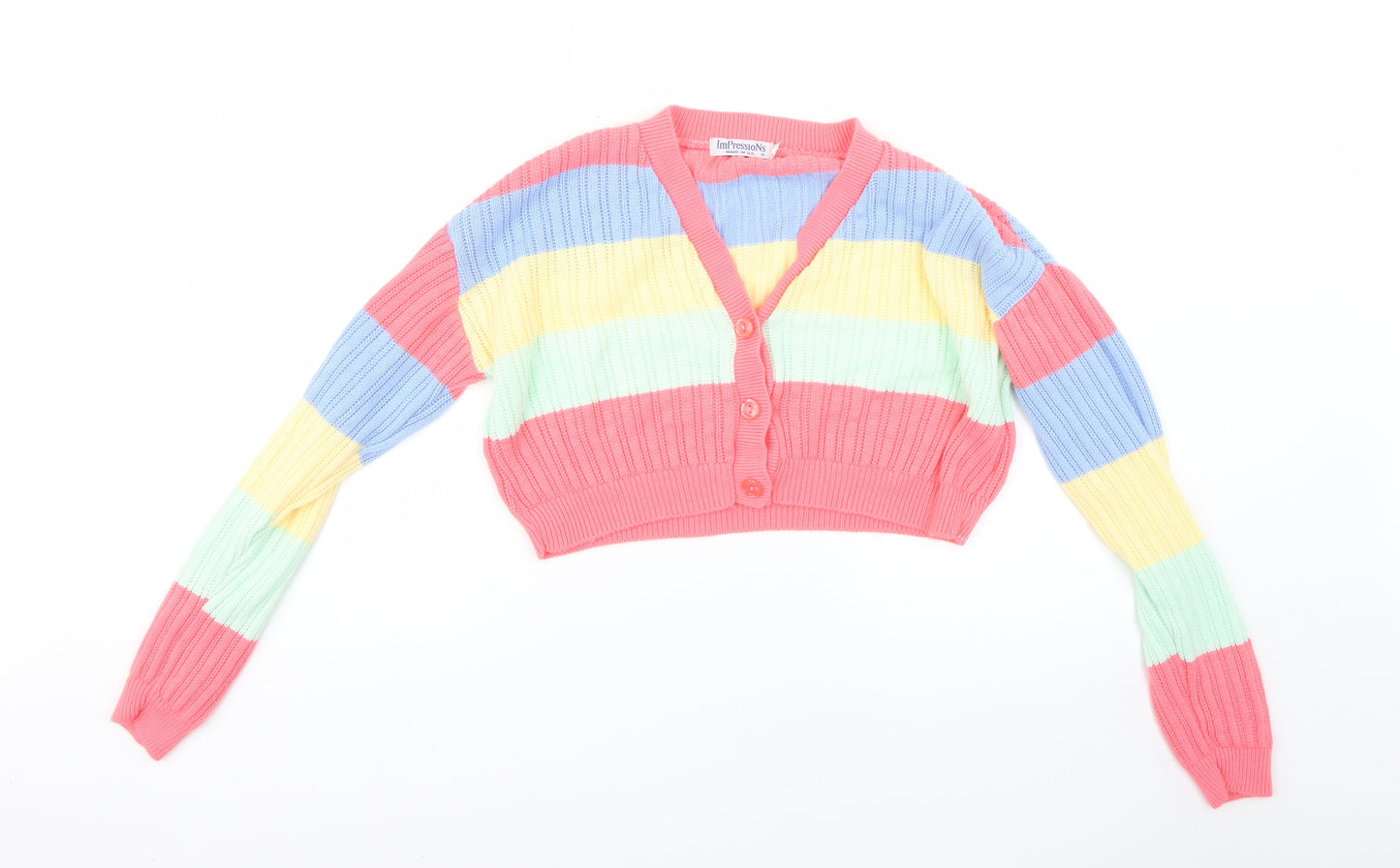 Impressions Womens Multicoloured Striped  Cardigan Jumper Size S