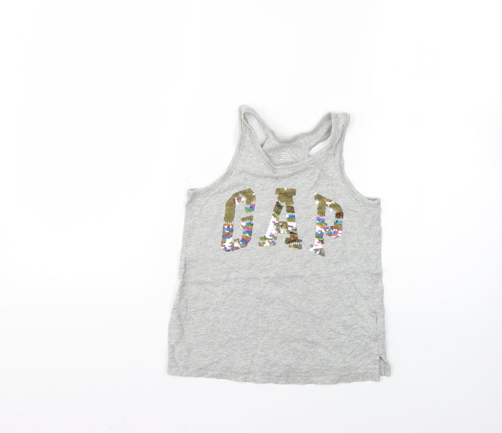 Gap Girls Grey Basic T-Shirt Size 6-7 Years