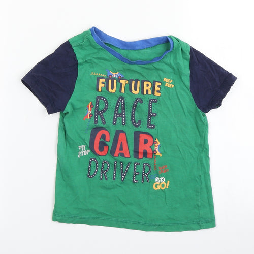 George Boys Green Colourblock  Basic T-Shirt Size 2-3 Years  - racecar