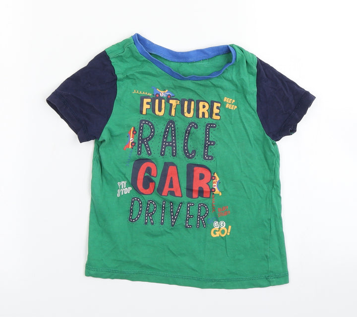 George Boys Green Colourblock  Basic T-Shirt Size 2-3 Years  - racecar