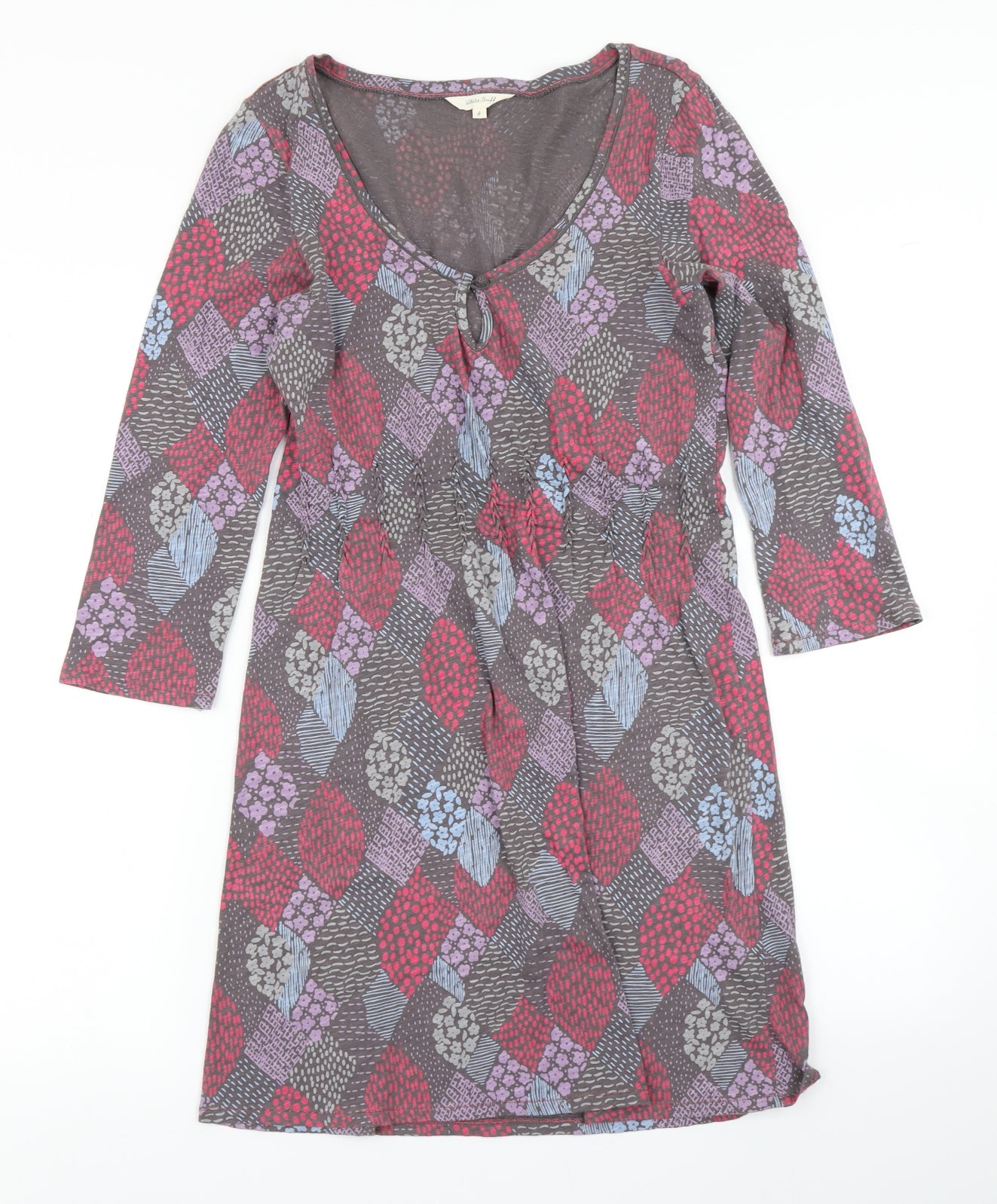 White Stuff Womens Grey Floral  Skater Dress  Size 8