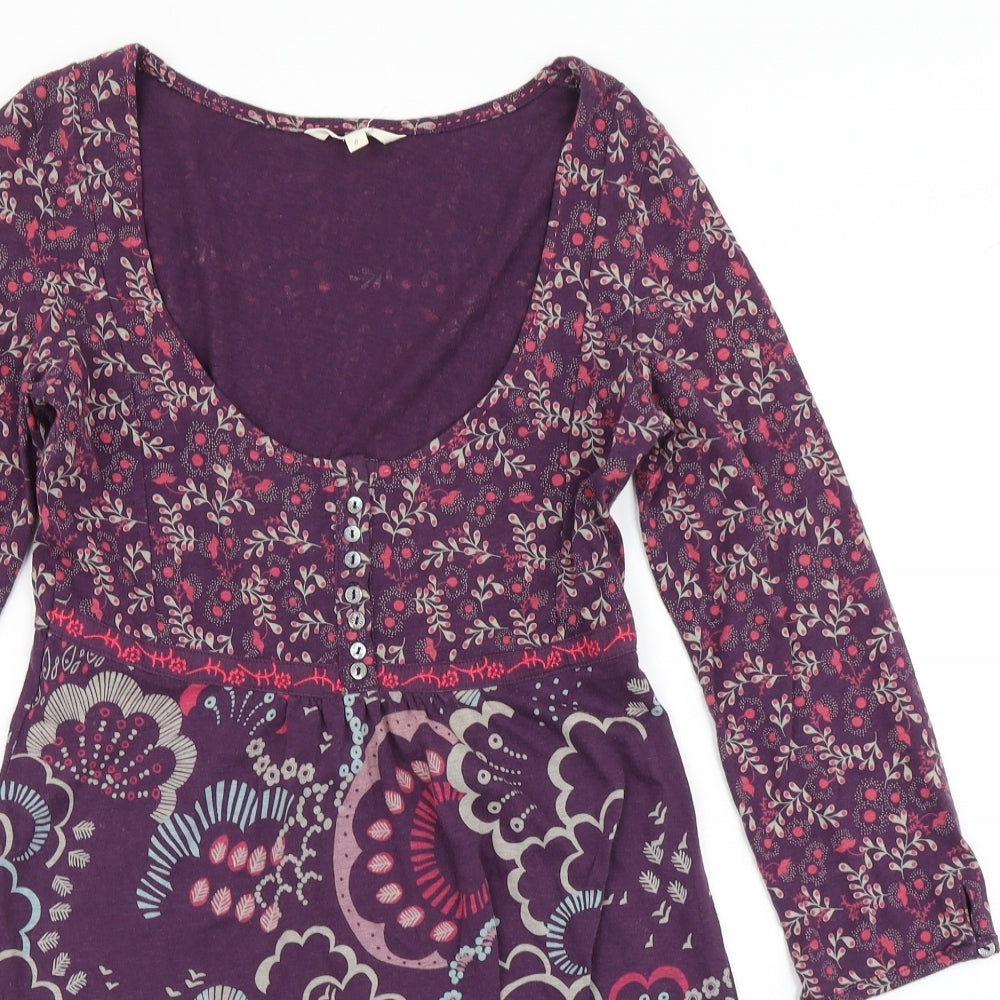 White Stuff Womens Purple Floral  Skater Dress  Size 8