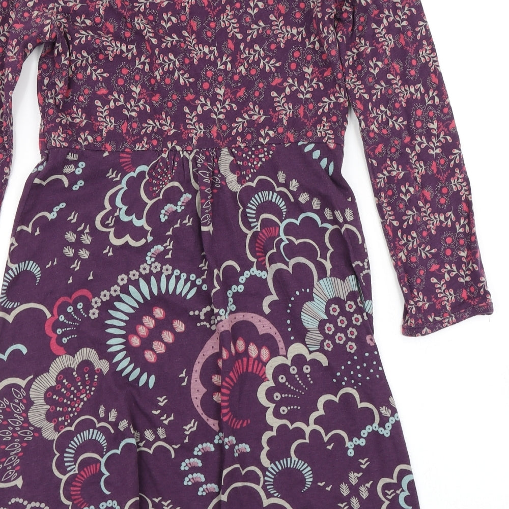 White Stuff Womens Purple Floral  Skater Dress  Size 8
