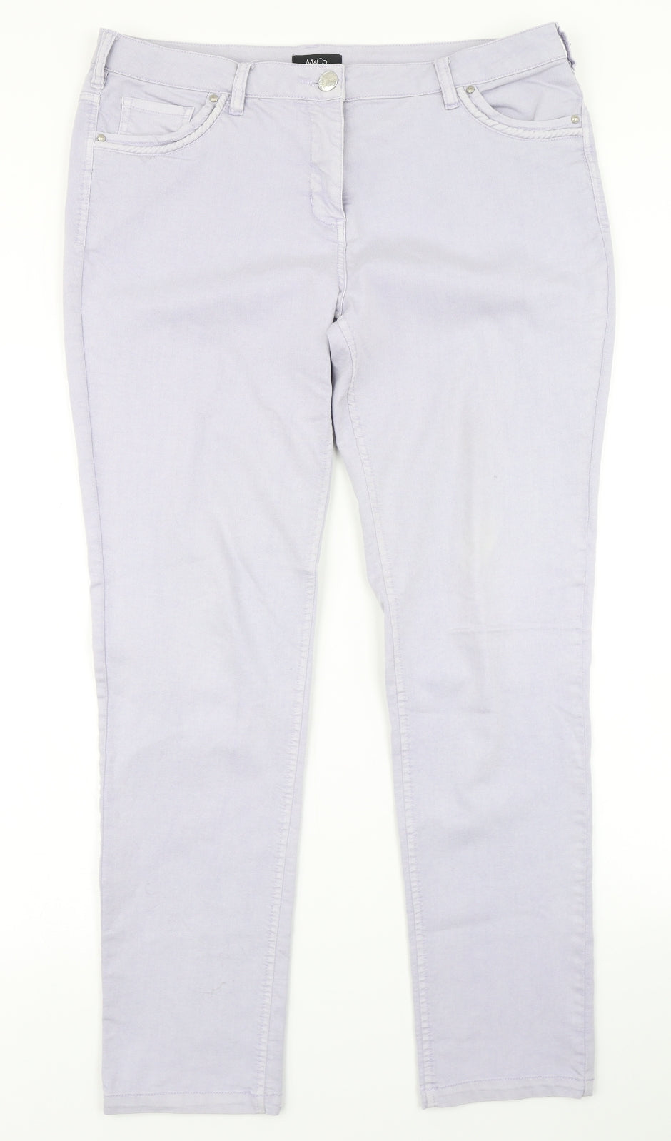 M&Co Womens Purple  Denim Skinny Jeans Size 16 L28 in