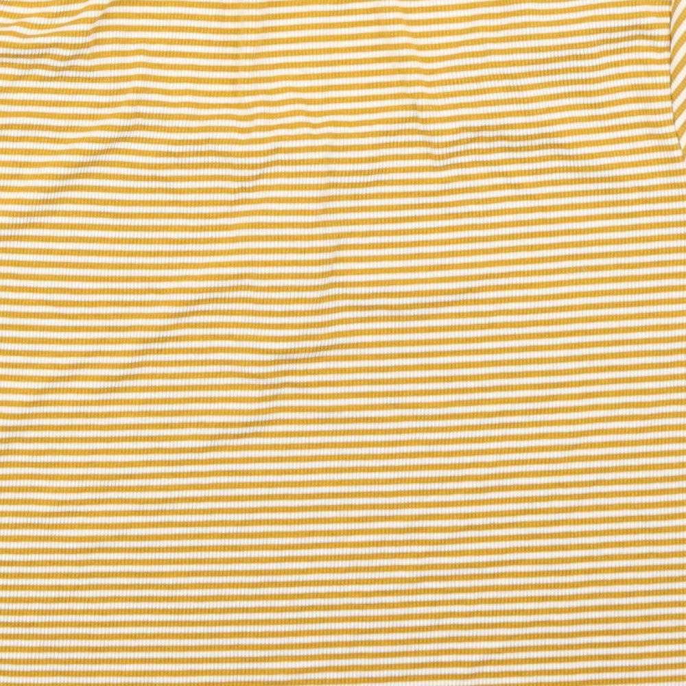 Primark Womens Yellow Striped  Cropped T-Shirt Size XL